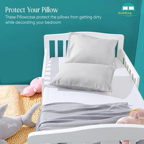 Miniatura 6 de Juego de 2 fundas de almohada juveniles de 16 x 22 pulgadas, fundas de almohada de viaje para niños, cierre de sobre, 600 hilos, 100% algodón Gris
