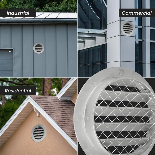 Miniatura 5 de Cubierta para salida de ventilación – Ventilación redonda de Soffit – Rejilla de ventilación – Cubierta de rejilla – Malla mosquitera integrada