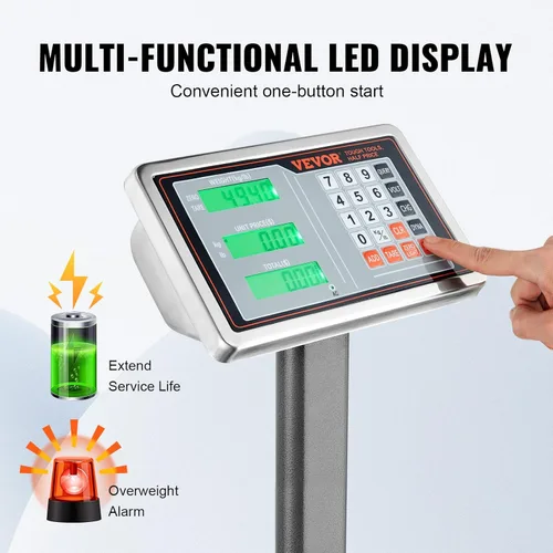 Miniatura 4 de VEVOR Báscula de plataforma digital para computación, carga de 660 libras, báscula de piso de computación de precisión de 0.1 libras con LB/kg
