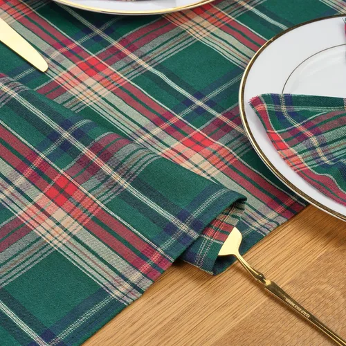 Miniatura 9 de Camino de mesa a cuadros de Navidad de búfalo, camino de mesa rectangular de cuadros de Navidad para decoración de mesa de cena de fiesta de Navidad