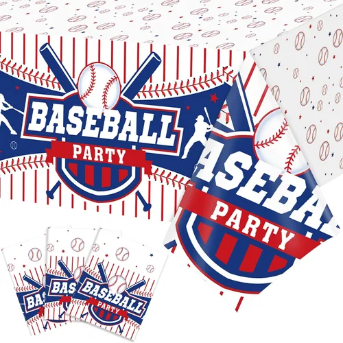 Newwiee 3 manteles de béisbol de plástico para fiesta de béisbol, mantel deportivo para fiesta de cumpleaños, día del juego, decoración de