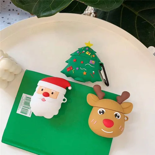Miniatura 5 de Funda para auriculares compatible con Airpods 1 y 2, para niños, niñas, mujeres, 3D, lindo reno, antiarañazos, protector de auriculares inalámbricos