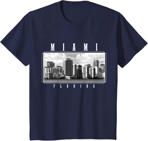 Miniatura 32 de Miami Skyline Florida Pride Vintage Miami Camiseta, Negro
