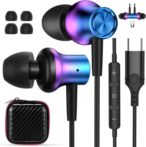 Miniatura 11 de Auriculares USB C para iPhone 17 Pro Max 16 15 17e 16e Auriculares magnéticos con cable para Samsung S26 Ultra S25 FE S23 A17 A36 Auriculares