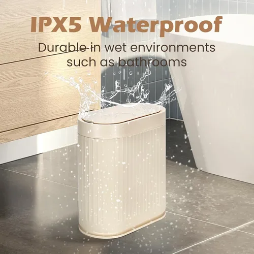 Miniatura 6 de SYNCVIBE Basurero de baño con tapa, cubo de basura automático con sensor de 2 galones, cubo de basura inteligente de 7.5 litros, sensor