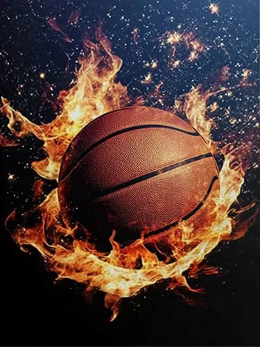 MaiYiYi Pintura de diamante de baloncesto de fuego por números 5D Pintura de diamante redonda completa de baloncesto Pintura de diamante de pintura