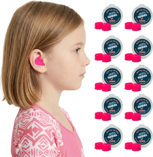 PUTTY BUDDIES, paquete de 10 pares de tapones para oídos flotantes, tapones para oídos de silicona suave para natación y baño, inventados por un