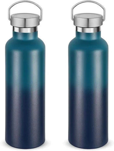 Miniatura 13 de Volhoply 24 onzas Botella de agua aislada con boca estándar con tapa de combinación de plástico y acero inoxidable, botellas de agua de 304 18/8