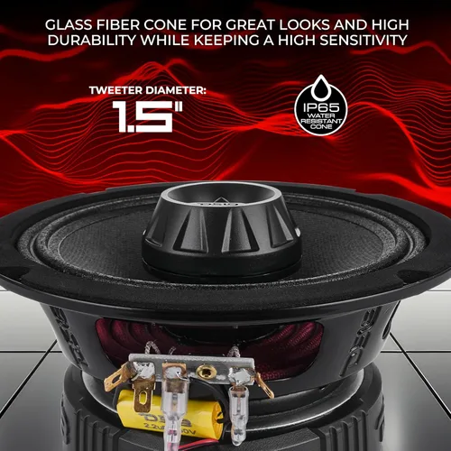 Miniatura 3 de DS18 PRO-ZT6 - Altavoces de rango medio de audio profesional de 6.5 pulgadas de 2 vías con tweeter de bala integrado, 4 ohmios, 450 W, máximo 225 W