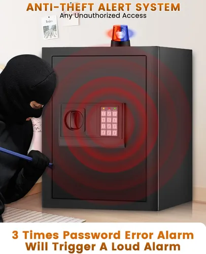 Miniatura 6 de Caja de seguridad de 16.54 pulgadas de alto, caja de seguridad para el hogar de 2.5 pies cúbicos con bolsa impermeable e ignífuga, caja de seguridad