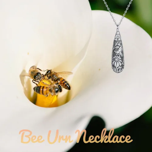 Miniatura 145 de Collar con colgante de urna de cenizas de cremación y árbol de la vida para mujer, plata de ley US1