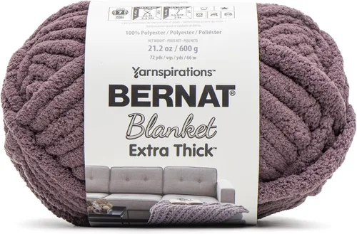 Miniatura 10 de Bernat - Hilo para manta extra grueso color niebla azul - 1 paquete de 21.12 oz/598.74 g - 100% poliéster - #7 Jumbo - 72 yardas - Hilo grueso