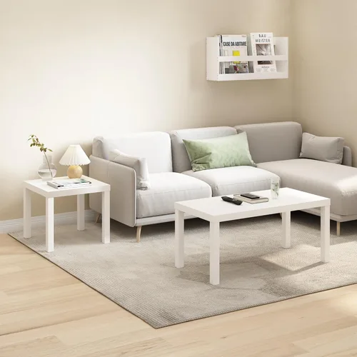 Miniatura 2 de Furinno Classic Square Parsons Mesa Auxiliar Lateral, Paquete de 1, Blanco