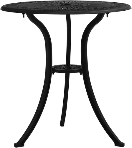 Miniatura 6 de Juego de 3 piezas de bistró de aluminio fundido negro, muebles de patio al aire libre, muebles de exterior, juego de patio, muebles de balcón