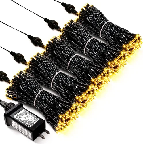 Miniatura 11 de JMEXSUSS Guirnalda de luces de Navidad de 200 LED azules y blancas, 66 pies, de exterior, expansible, para árbol, fiesta o decoración de hogar