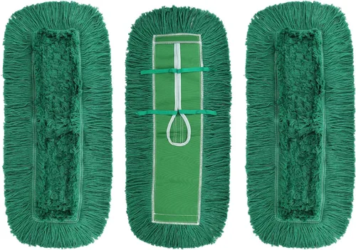 Miniatura 7 de Cabezal de trapeador de polvo de 24 pulgadas: repuesto de cabeza de trapeador comercial lavable mediano y repuesto de limpieza verde