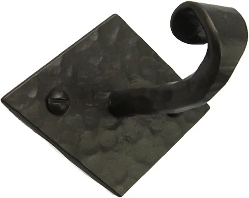 Miniatura 2 de Gancho de hierro forjado con respaldo de diamante horizontal rústico BHH7 (negro)