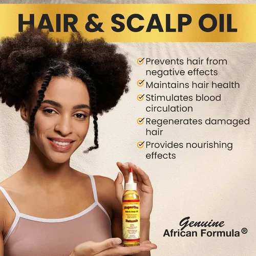 Miniatura 3 de SuperGro Aceite para el cabello y el cuero cabelludo para hidratar, fortalecer, nutrir, brillar, mezcla de suero ligero de ricino negro para cuero