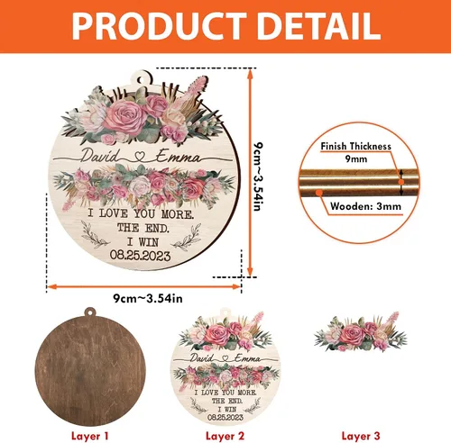 Miniatura 3 de V VIBEPY Impreso en toda la superficie, adornos personalizados para parejas, adornos de Navidad, adornos de boda, 3.5 pulgadas, adornos de 3 capas
