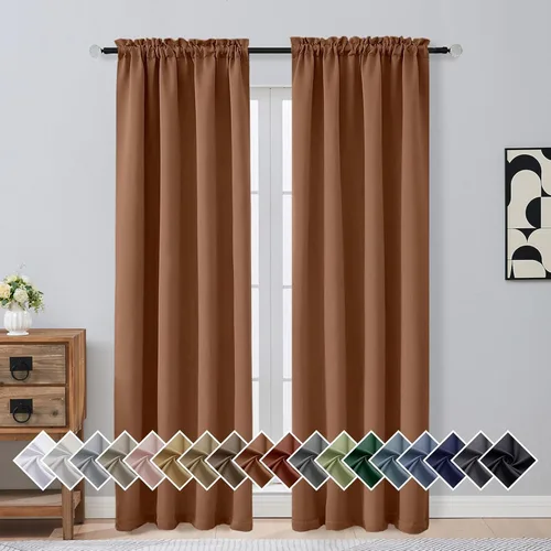 Miniatura 35 de OVZME Cortinas opacas turquesa para tratamiento de ventanas pequeñas, cortinas cortas con bloqueo de luz para ventana de cocina sobre el fregadero