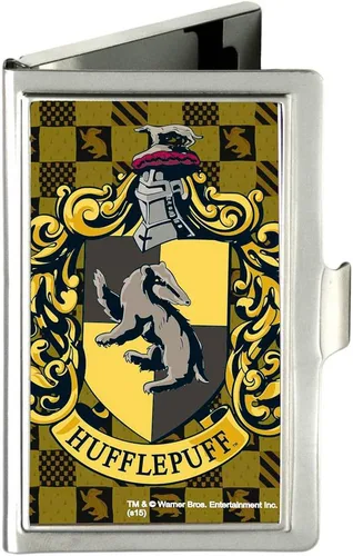 Buckle-Down Tarjetero Hufflepuff Crest Golds/Negro - Pequeño