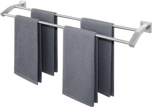 Miniatura 19 de Alise Toallero doble de baño, toallero para baño, lavabo de baño, acero inoxidable SUS304 de 24 pulgadas, soporte de pared, color negro mate
