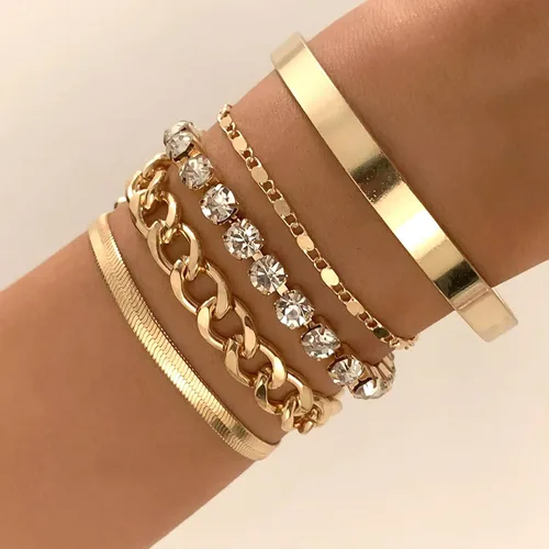 Miniatura 10 de Long tiantian Pulsera de oro gruesa para mujer, pulseras de oro delicadas, pulseras para mujer, pulseras apilables de eslabones de cadena