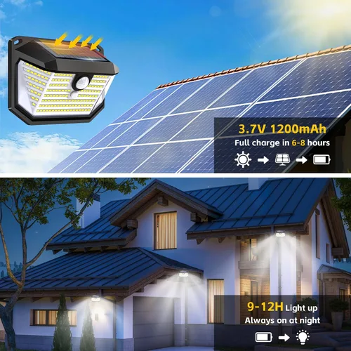 Miniatura 2 de Luces solares con sensor de movimiento para exteriores, 178 LED impermeables IP65, luz de seguridad montada en la pared con 3 modos, gran angular