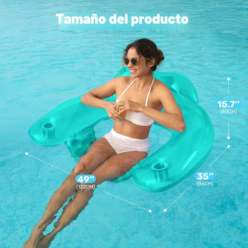 Miniatura 8 de SLOOSH Inflatable Pool Floats Adult,2 Pack Pool Chairs with Cup Holders,X-Large Blow up Floats Chair,Hammock Noodle Mat for Relaxing Summer Water