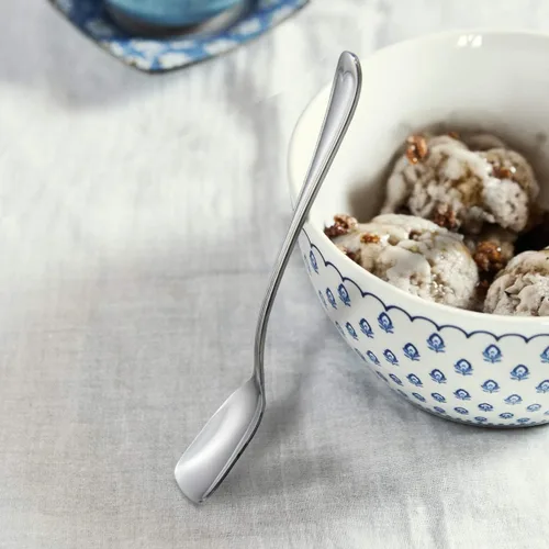 Miniatura 6 de Cucharas de postre, cucharas de acero inoxidable 18/10, juego de 4, cucharas de helado de cabeza cuadrada para té, postre, azúcar