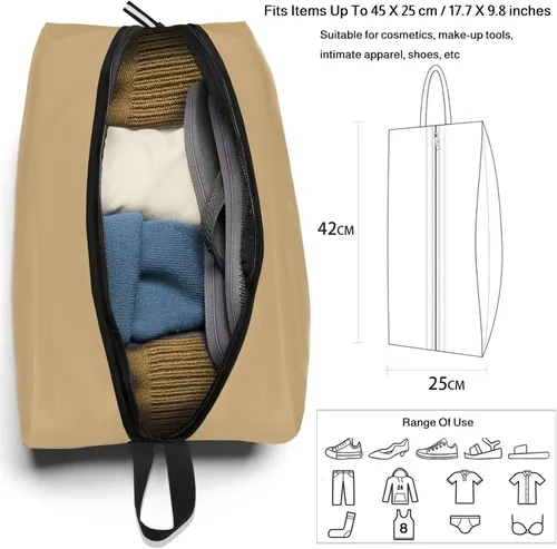 Miniatura 8 de Shoe Bag Water-Resistant, Travel Friendly Golf Shoe Bag with Zipper for Sports Ideal for Gym,Spikes,Golf,Tennis (Beige, 1-Pack)