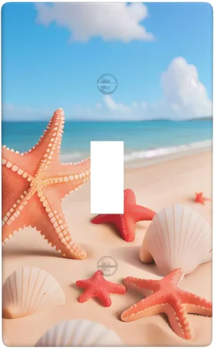 Miniatura 10 de Cubierta de placa de interruptor de luz de salida dúplex de estrella de mar para decoración de placa de pared para el hogar, dormitorio, cocina