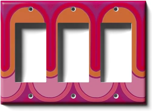 Miniatura 8 de Cubierta decorativa para interruptor de luz con ondas retro rojas, placa de pared de palanca individual Single Toggle