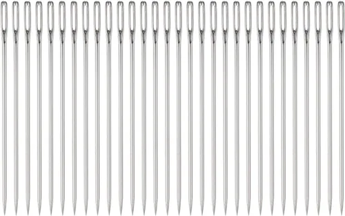 HARFINGTON Agujas de rebordear 0.063 in de diámetro, agujas de coser rectas largas de acero inoxidable, agujas de coser bordadas de 3 pulgadas