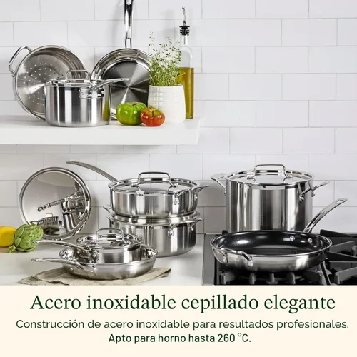 Miniatura 10 de Cuisinart Juego de utensilios de cocina de 15 piezas, multiclad Pro triple capa, plateado, MCP-15N