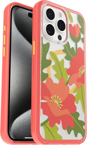 Miniatura 20 de OtterBox Funda transparente para iPhone 15 Pro MAX (solamente) de la serie Symmetry (transparente), se ajusta a MagSafe, ultra suave, bordes