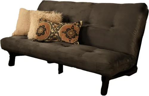 Miniatura 3 de Kodiak Furniture Colchón futón de algodón y espuma de tamaño completo de 7 pulgadas en gamuza negra, marco no incluido