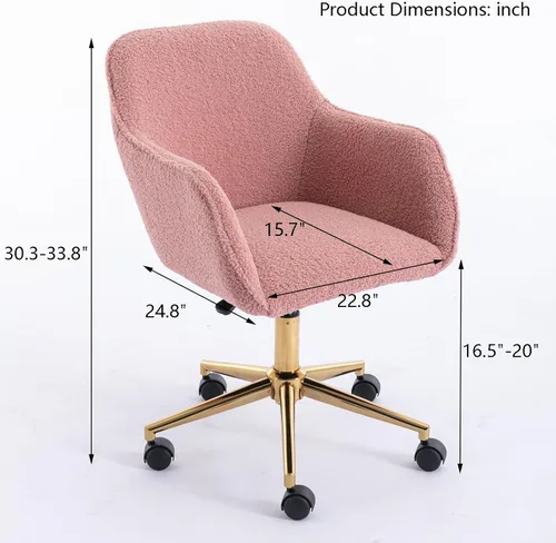 Miniatura 2 de Silla de oficina en casa, silla de escritorio peluda, silla de tocador tapizada y esponjosa, silla de trabajo moderna, silla giratoria ajustable