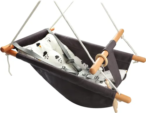 Miniatura 7 de Columpio para bebé al aire libre e interior para bebés y niños pequeños, columpio portátil ajustable para porche con cinturón de seguridad de 5 Gris