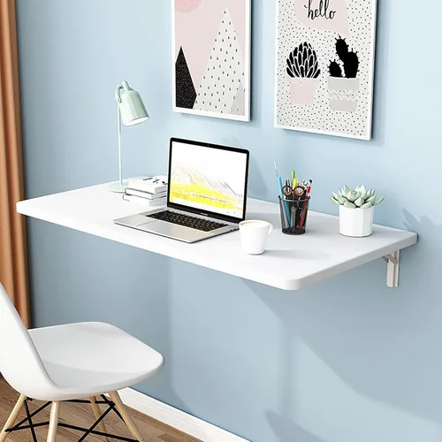 Miniatura 2 de Mesa de hojas colgantes montada en la pared, mesa flotante plegable para computadora, banco de trabajo plegable para oficina en casa, lavandería