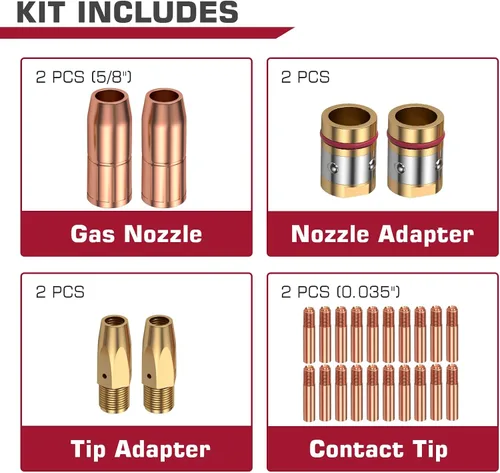 Miniatura 7 de ARCCAPTAIN para Miller M-25/40 pieza de soldador de 0.035 pulgadas, boquilla de punta de contacto, difusor de pistola de soldadura MIG, kit