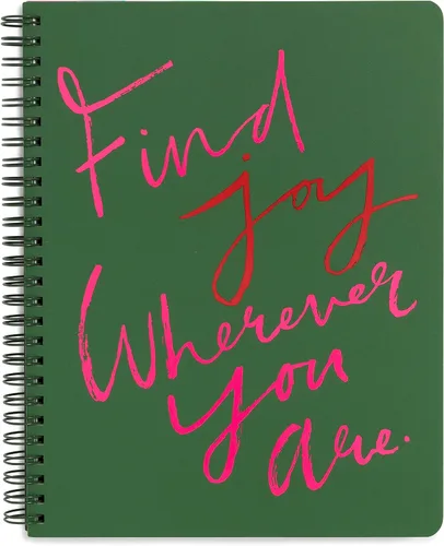 ban.do - Cuaderno pequeño con espiral, diseño verde, con frase, 9 x 7 pulgadas, con bolsillos y 160 páginas a rayas, Encontrar alegría (Find Joy)