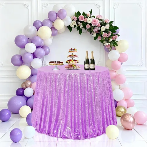 Miniatura 46 de Eternal Beauty Mantel de lentejuelas doradas de 120 pulgadas, mantel redondo brillante con purpurina para decoración de bodas, fiestas de cumpleaños