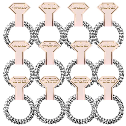 Miniatura 11 de Lazos para el cabello, 12 bobinas en espiral para despedida de soltera, regalo de dama de honor para novia, boda, mujeres, fiestas, invitados, Negro