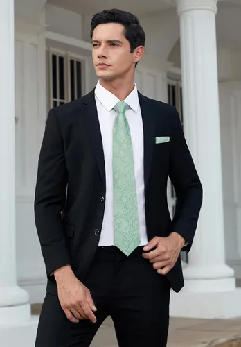Miniatura 111 de HISDERN Corbatas para hombre, corbata de cachemira y bolsillo cuadrado tejido clásico floral para hombre, corbata de fiesta de boda