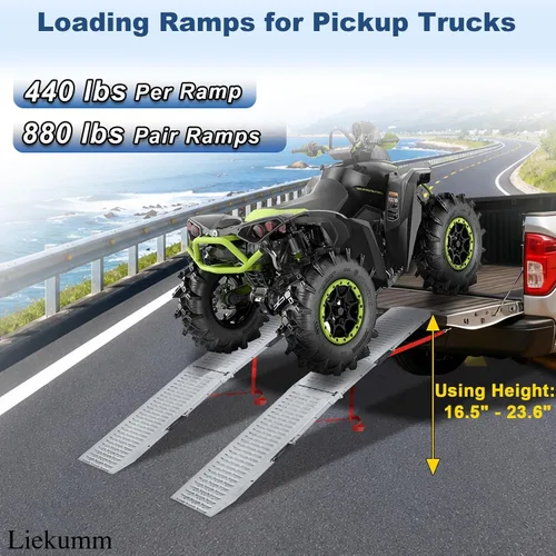 Miniatura 3 de LIEKUMM Rampas de carga plegables de acero de 66 pulgadas de largo x 9 pulgadas de ancho para camionetas, motocicletas, vehículos todo terreno