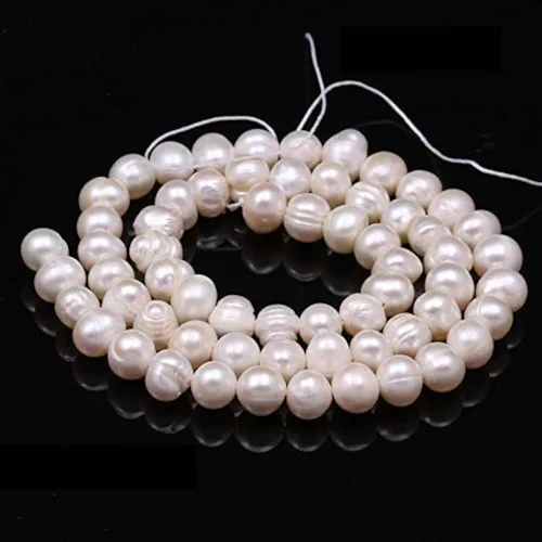 Miniatura 10 de Cuentas de perlas naturales 100% redondas de perlas de agua dulce sueltas para hacer joyas, collares, pulseras, dijes, 2 hebras de 0.197-0.236 in
