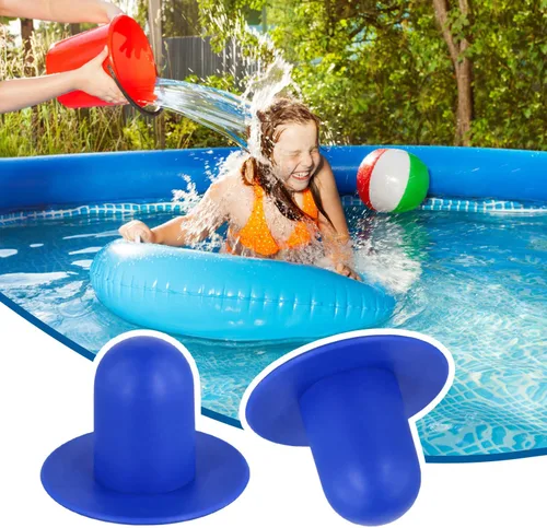 Miniatura 6 de Tinoaly 4 tapones de piscina para piscina sobre el suelo, tapón de orificio de filtro de bomba de goma, tapones de pared para piscinas, repuesto Azul