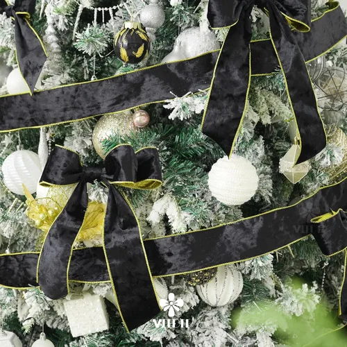 Miniatura 5 de MEEDEE Black and Gold Velvet Ribbon 2.5 inch with 10 Yards Spool Two Tone Velvet Wired Ribbon for Gift Wrapping, Halloween Wreaths, Christmas Tree