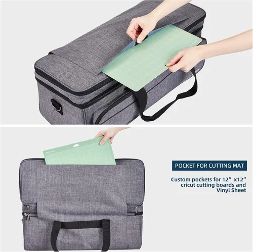 Miniatura 2 de Estuche de transporte de doble capa con bolsillo para tapete para Cricut Maker 4, Explore 4, múltiples compartimentos frontales grandes